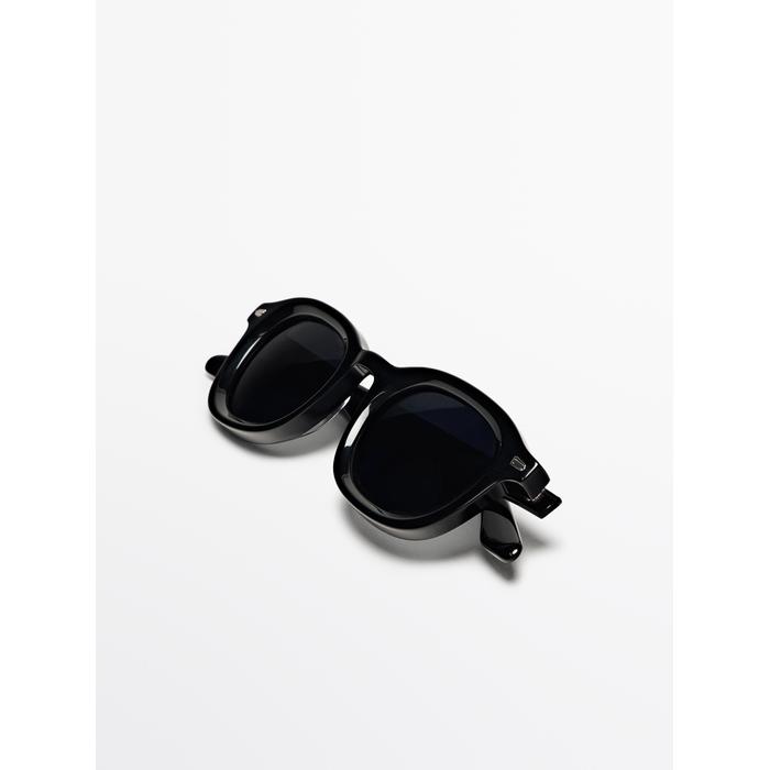 Round acetate sunglasses цвет: Черный