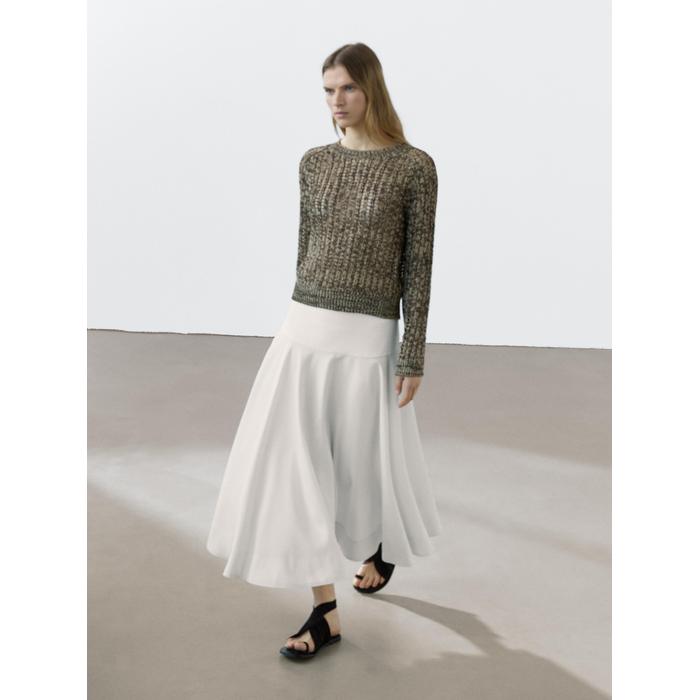 Open-knit sweater with cotton цвет: Желтый