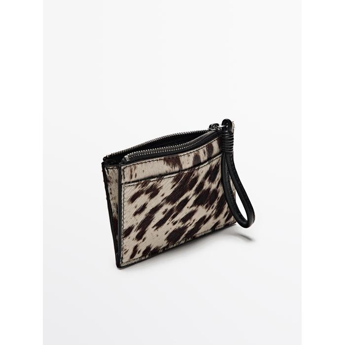 Small animal print leather wallet цвет: Белый