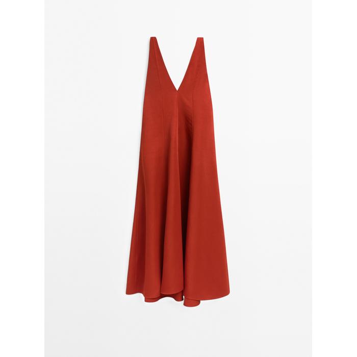 Long fluid flared dress цвет: Жжено-оранжевый