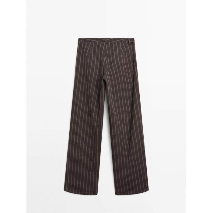 Wide leg low rise striped trousers цвет: Коричневый