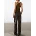 Wide leg low rise striped trousers цвет: Коричневый