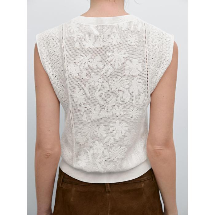 Sleeveless top with lace detail цвет: Натуральный, кремовый