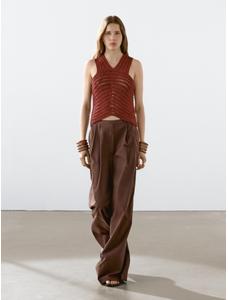 Openwork Crochet Knit Top цвет: Цвет черепицы