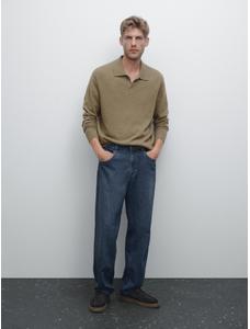 Rib knit polo 100% cashmere цвет: Хаки