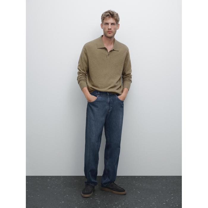 Rib knit polo 100% cashmere цвет: Хаки
