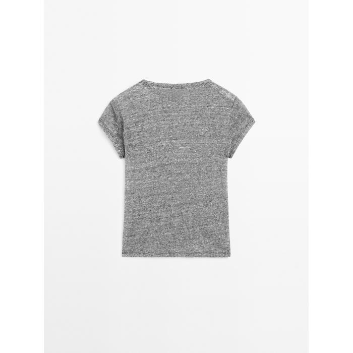 Short sleeve linen striped t-shirt цвет: Черный