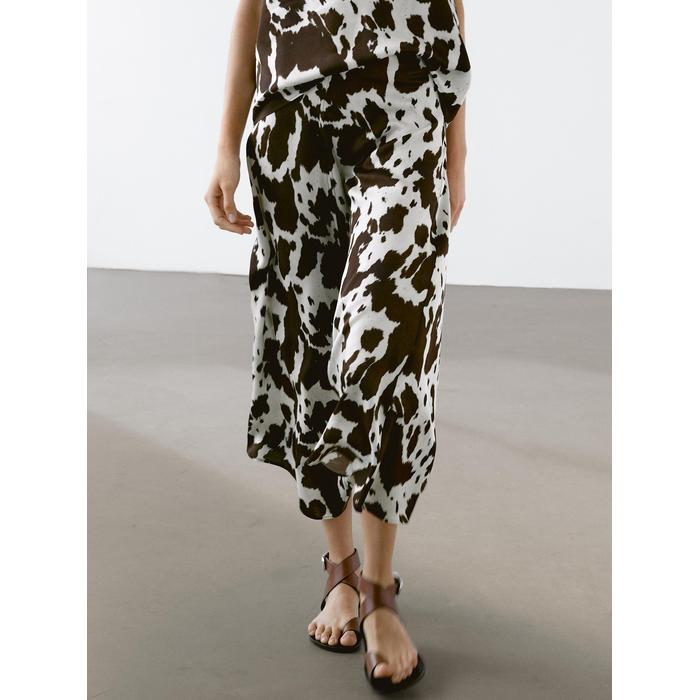 Fluid strappy top with animal print цвет: Шоколадный