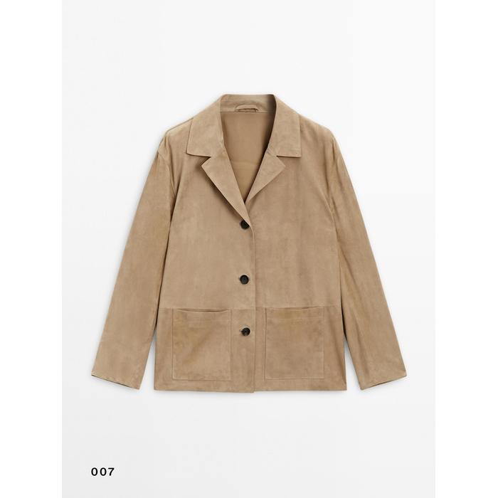 Flowing suede leather blazer цвет: Песочный
