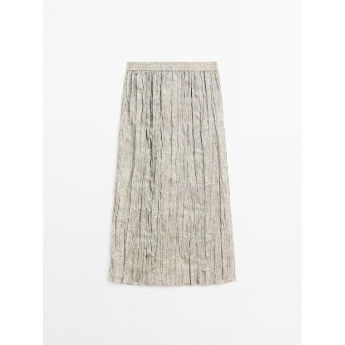 Fluid midi skirt with striped detail цвет: Дымчатый