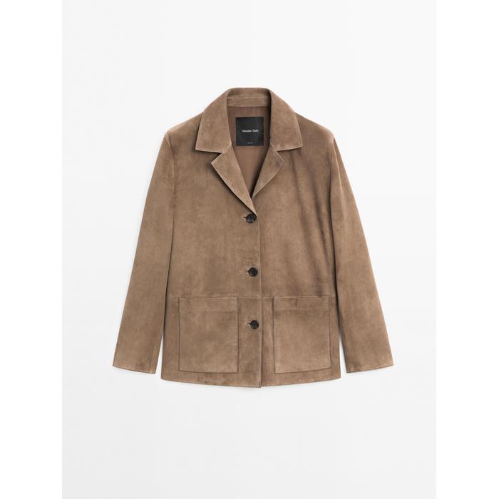 Fluid suede leather jacket цвет: Кротово-коричневый