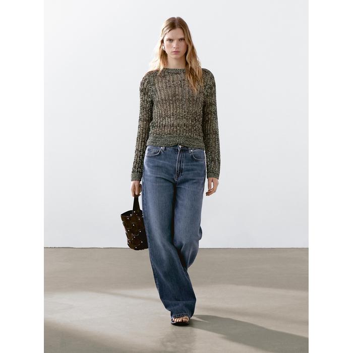 Open-knit sweater with cotton цвет: Желтый
