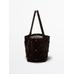 Suede leather shopper bag with studs цвет: Коричневый