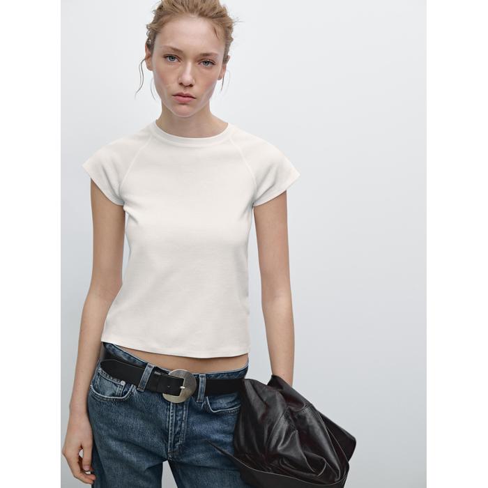 100% cotton raglan fitted T-shirt цвет: Белый