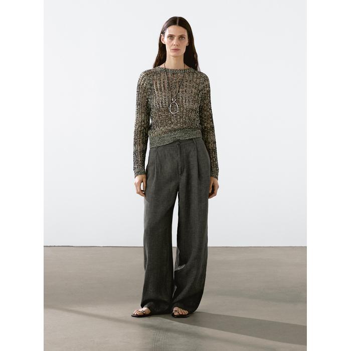 Open-knit sweater with cotton цвет: Желтый