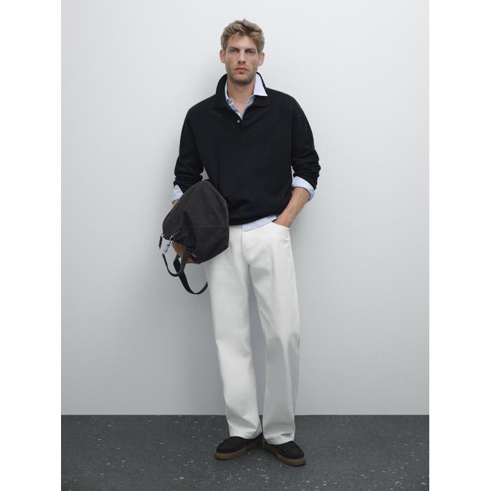 Rib knit polo 100% cashmere цвет: Темно-синий