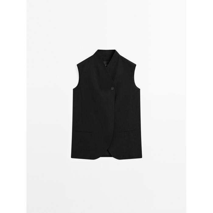 Waistcoat with linen turtleneck цвет: Черный