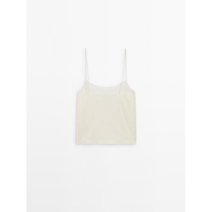 Fluid embroidered strappy top цвет: Натуральный, кремовый