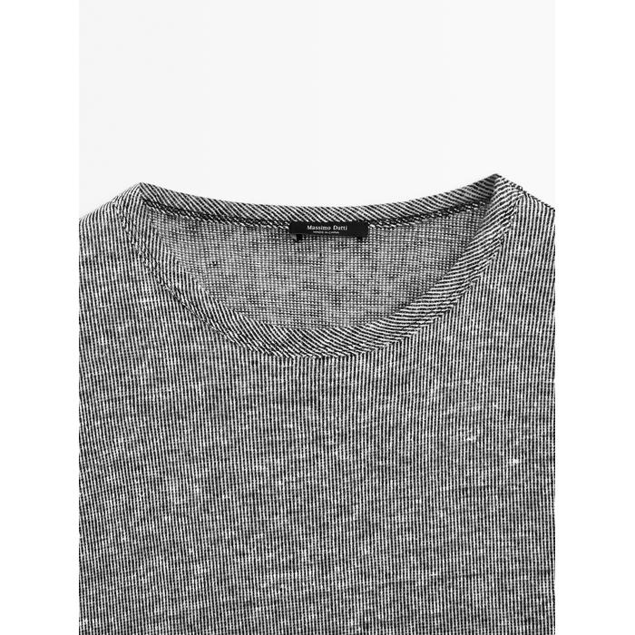 Short sleeve linen striped t-shirt цвет: Черный