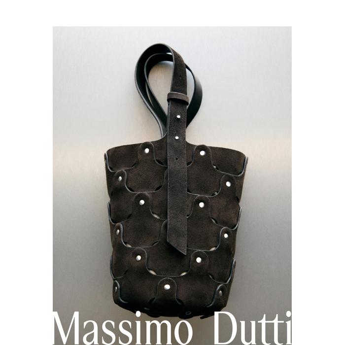 Bucket bag studded split leather цвет: Коричневый