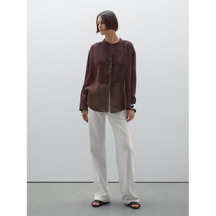 Fluid pintuck shirt with ramie цвет: Гранатовый