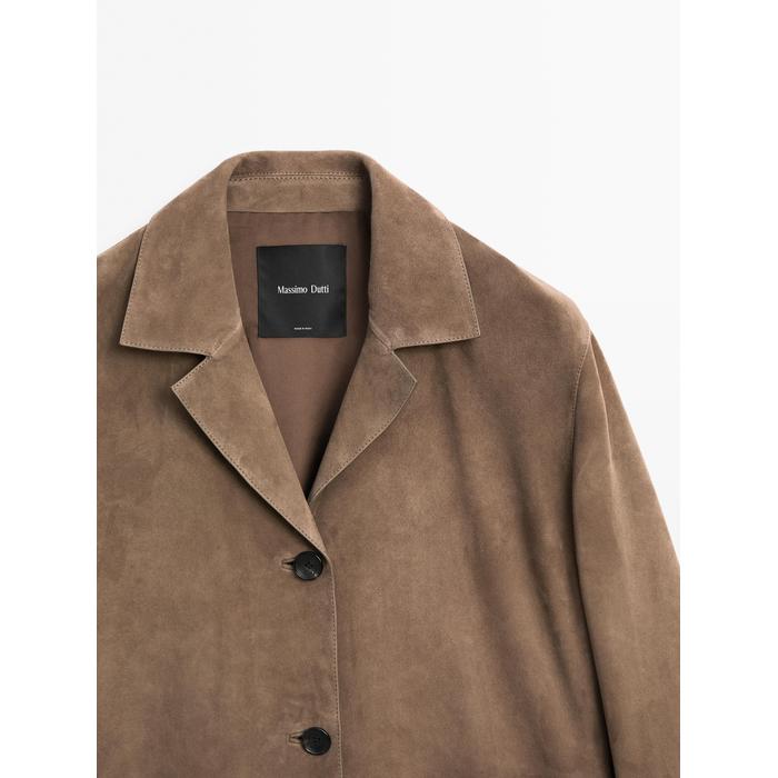 Fluid suede leather jacket цвет: Кротово-коричневый