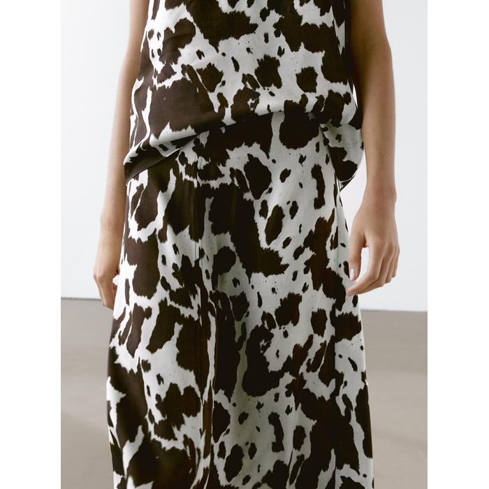 Fluid strappy top with animal print цвет: Шоколадный