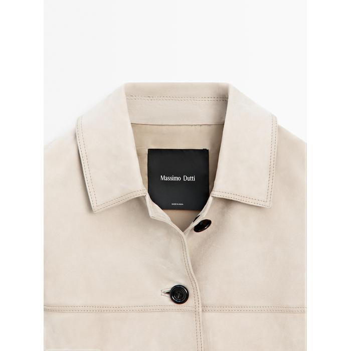 Short jacket with suede stitching цвет: Цвет льда