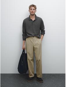 Rib knit polo 100% cashmere цвет: Серый средний