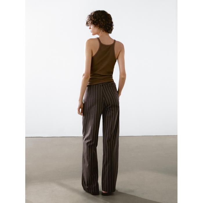 Wide leg low rise striped trousers цвет: Коричневый