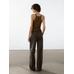 Wide leg low rise striped trousers цвет: Коричневый