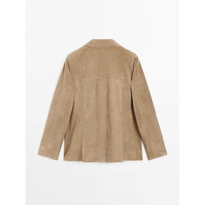 Flowing suede leather blazer цвет: Песочный