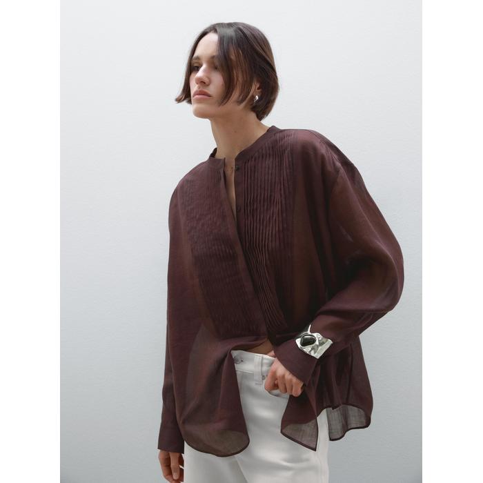 Fluid pintuck shirt with ramie цвет: Гранатовый