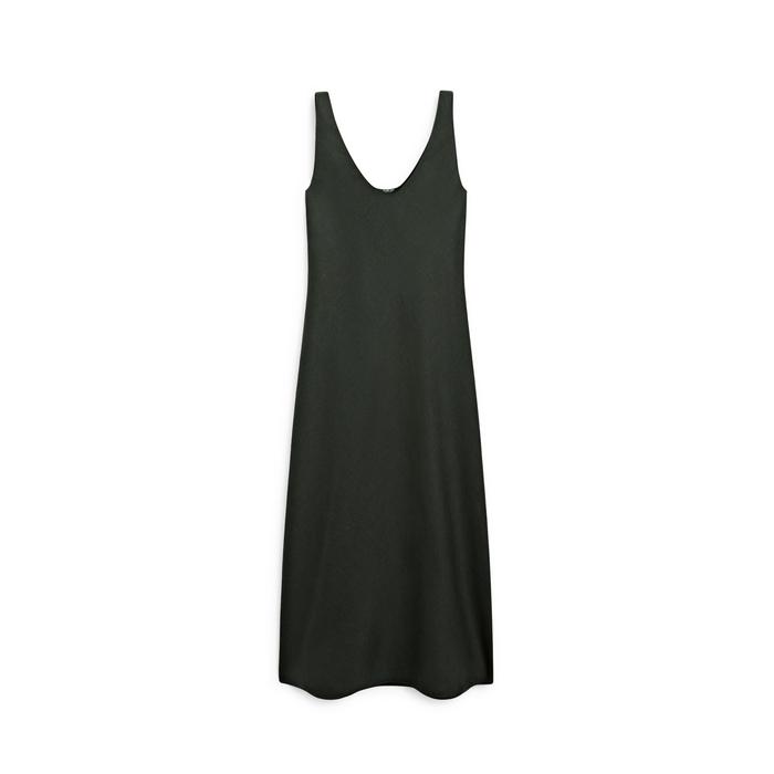 Midi dress 100% linen цвет: Темно-зеленый