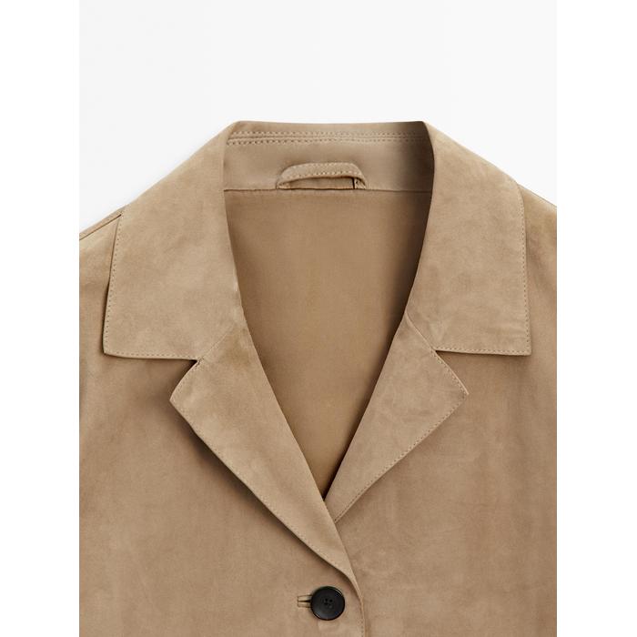 Flowing suede leather blazer цвет: Песочный