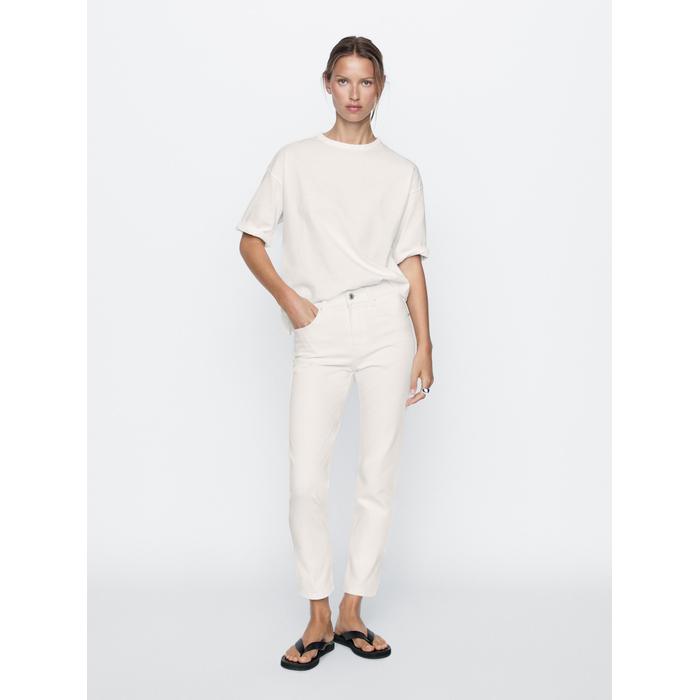 Cropped mid rise slim fit jeans цвет: Натуральный, кремовый