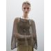 Short openwork knit cape цвет: Коричневый