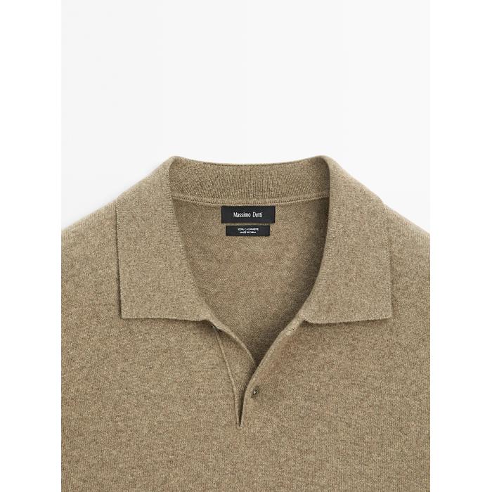 Rib knit polo 100% cashmere цвет: Хаки