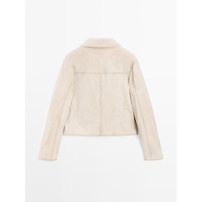 Short jacket with suede stitching цвет: Цвет льда