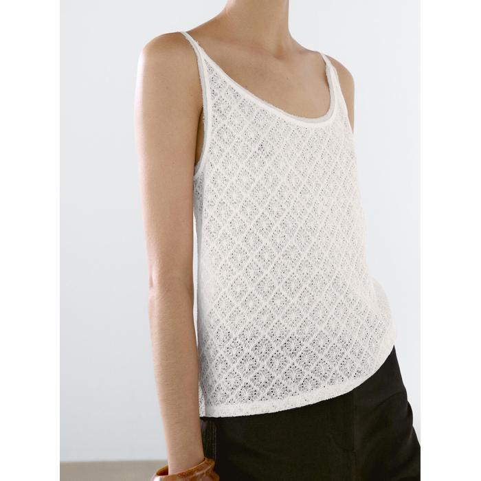 Top with openwork straps and linen цвет: Натуральный, кремовый