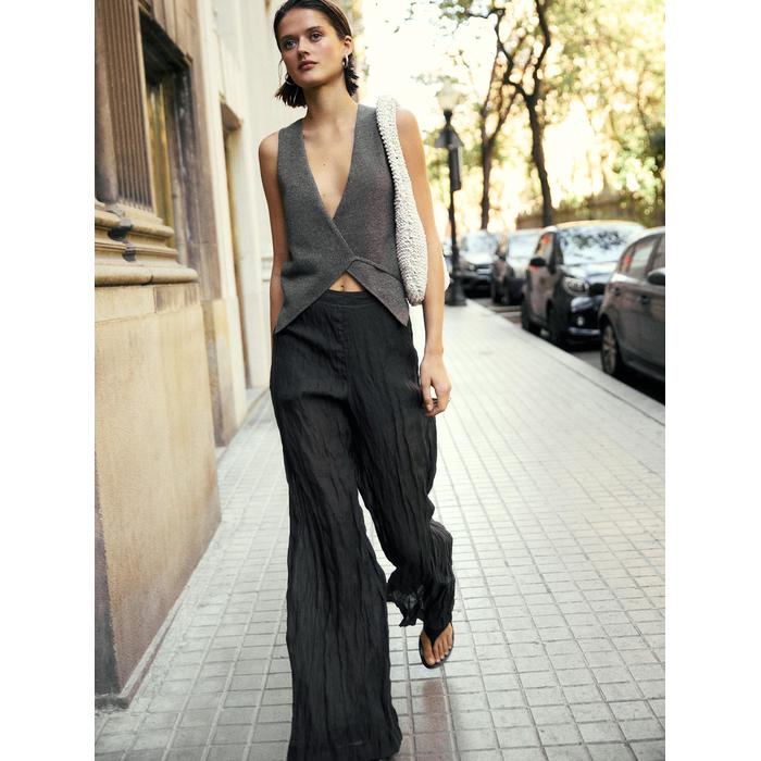 Crossed Mouliné Knit Vest цвет: Коричневый