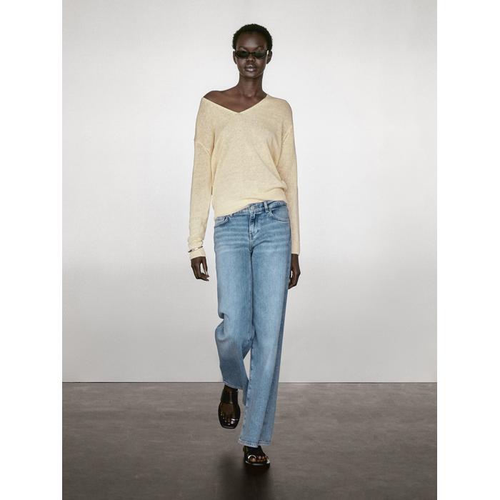 Long sleeve knitted jumper 100% linen цвет: Желтый