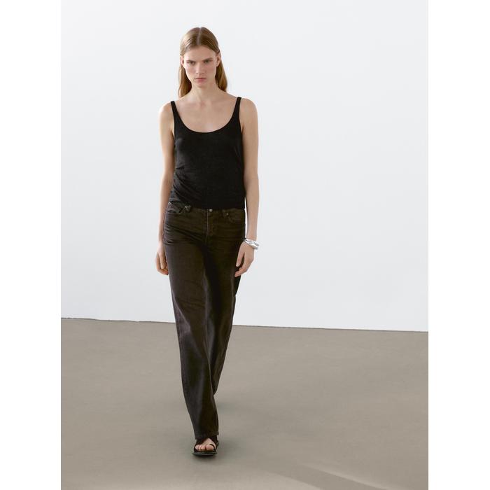 100% linen tank top цвет: Черный