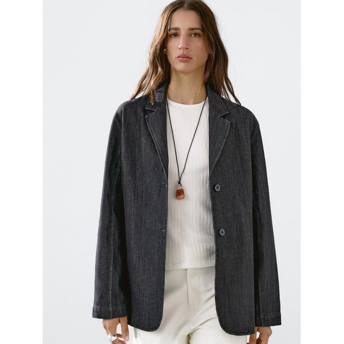 Loose-Fit Denim Blazer цвет: Черный