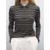 Striped polo neck knit sweater цвет: Серый меланжевый