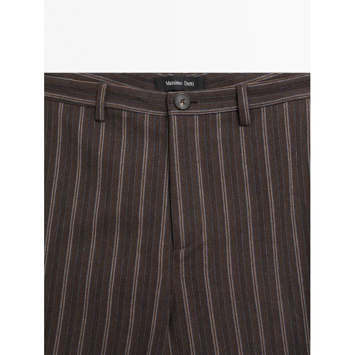 Wide leg low rise striped trousers цвет: Коричневый