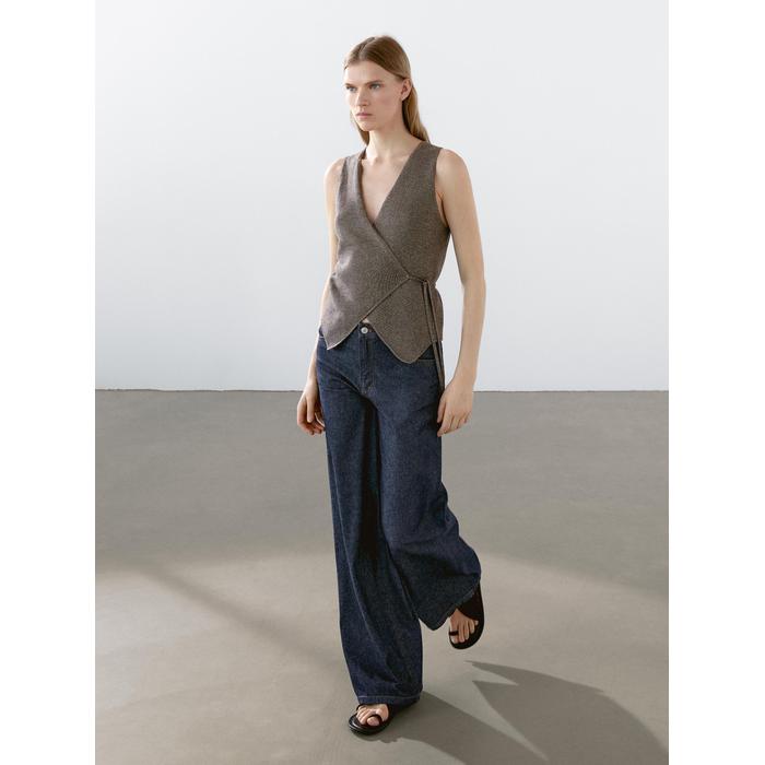 Crossed Mouliné Knit Vest цвет: Коричневый