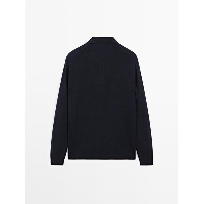 Rib knit polo 100% cashmere цвет: Темно-синий