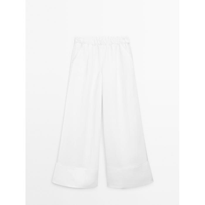 Wide-leg pants with contrast topstitching цвет: Белый