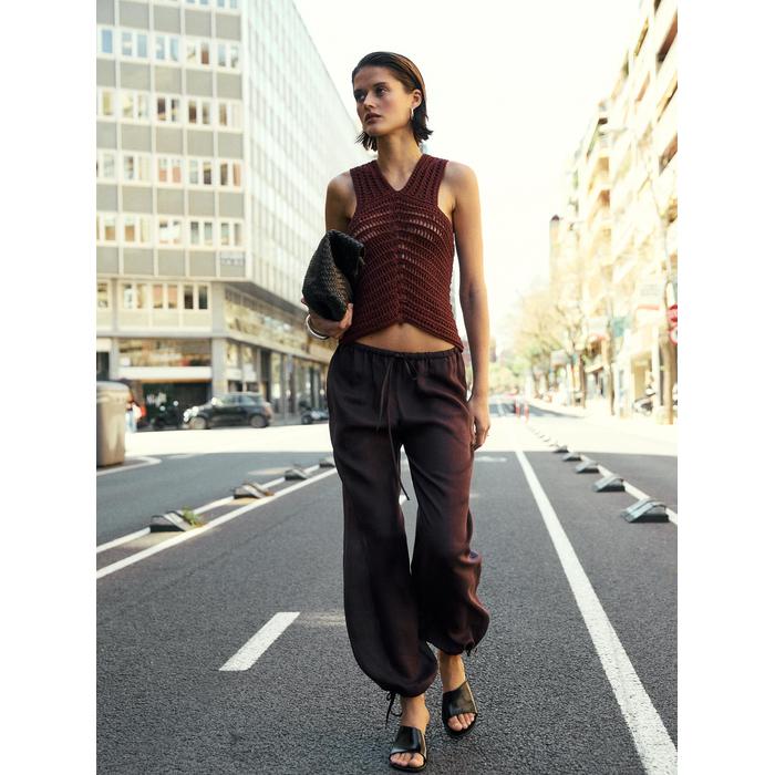 Openwork Crochet Knit Top цвет: Цвет черепицы